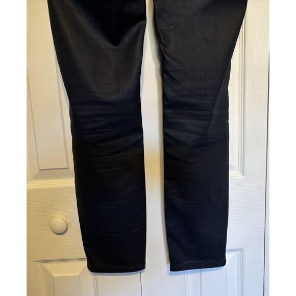 Zara Womens Blue Waxed Jeans 10 Zipper Ankle Leather-look - Picture 6 of 9